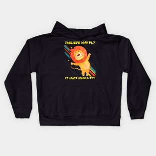 Lively Lion: 'I Believe I Can Fly' Tee Kids Hoodie